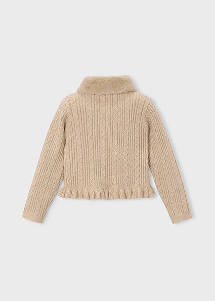 Mayoral Faux fur collar cardigan