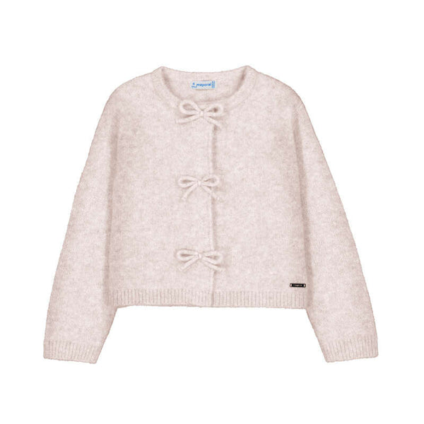 Meisjes Knit cardigan                 van Mayoral in de kleur seed       in maat 128.