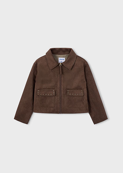 Meisjes Double-faced suede jacket     van Mayoral in de kleur Chestnut   in maat 128.