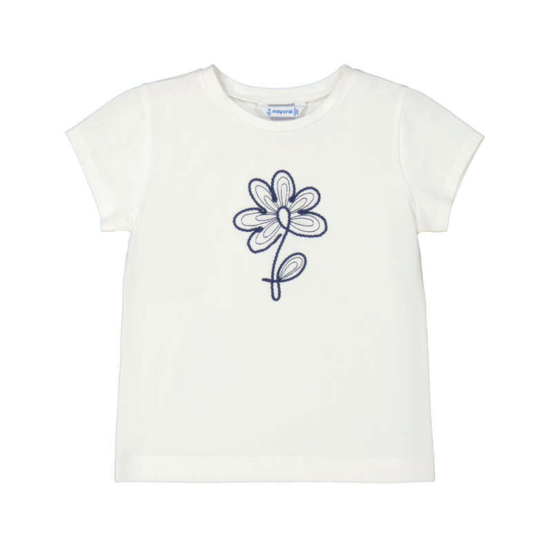 Meisjes Basic s/s t-shirt             van Mayoral in de kleur Natural    in maat 128.