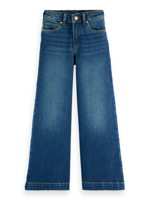 Meisjes THE WAVE WIDE LEG JEANS  van Scotch & Soda in de kleur CLASSIC BLUE in maat 176.
