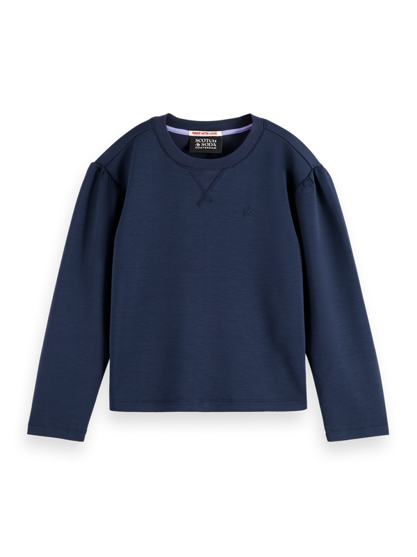 Meisjes RELAXED-FIT MODAL-BLEND CREWNECK SWEATSHIRT van Scotch & Soda in de kleur SKY CAPTAIN in maat 176.
