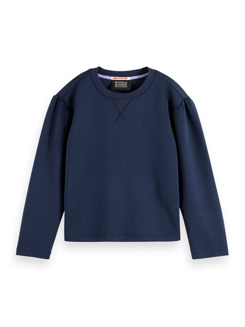 Meisjes RELAXED-FIT MODAL-BLEND CREWNECK SWEATSHIRT van Scotch & Soda in de kleur SKY CAPTAIN in maat 176.