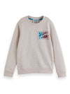 Jongens FRONT ARTWORK REGULARFIT SWEATSHIRT van Scotch & Soda in de kleur ECRU MELANGE in maat 176.