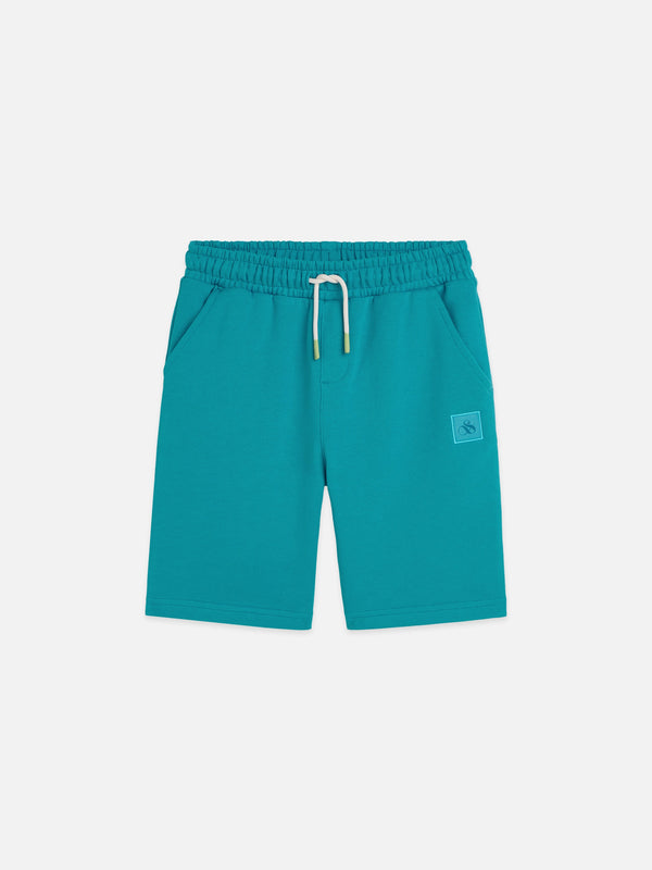 Jongens SEASONAL CORE LOGO BADGE REGULARFIT SWEATSHORTS van Scotch & Soda in de kleur TAHITIAN TEAL in maat 176.