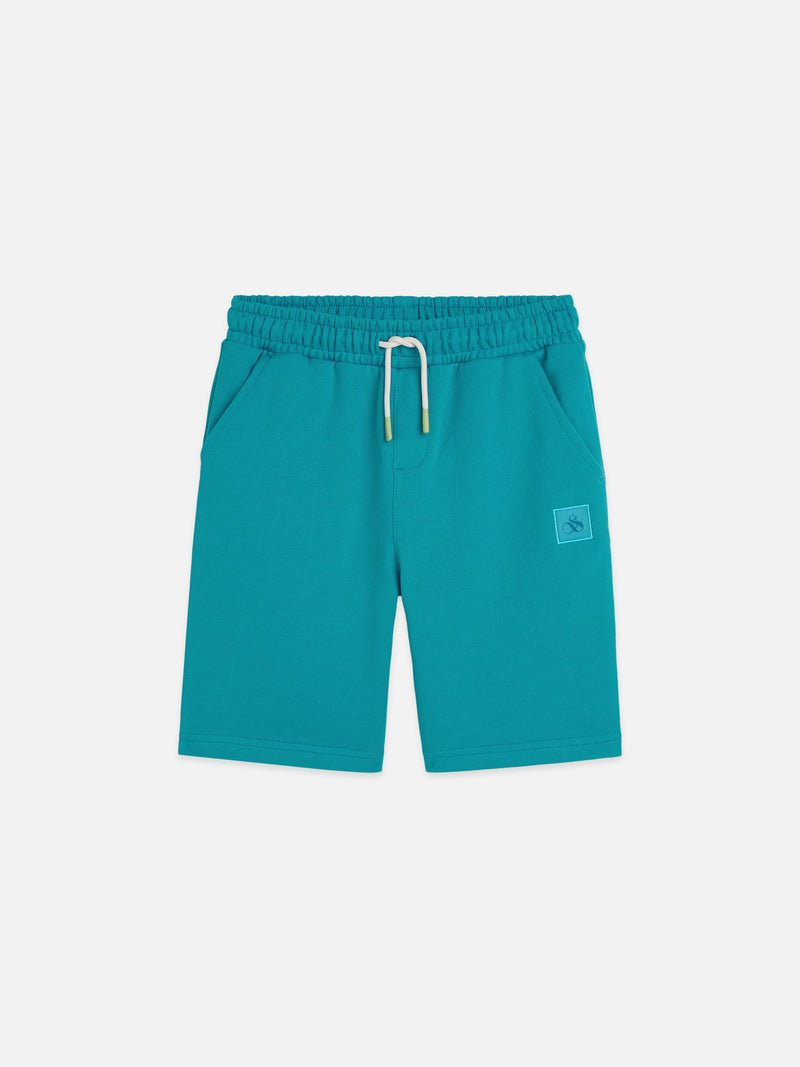 Jongens SEASONAL CORE LOGO BADGE REGULARFIT SWEATSHORTS van Scotch & Soda in de kleur TAHITIAN TEAL in maat 176.