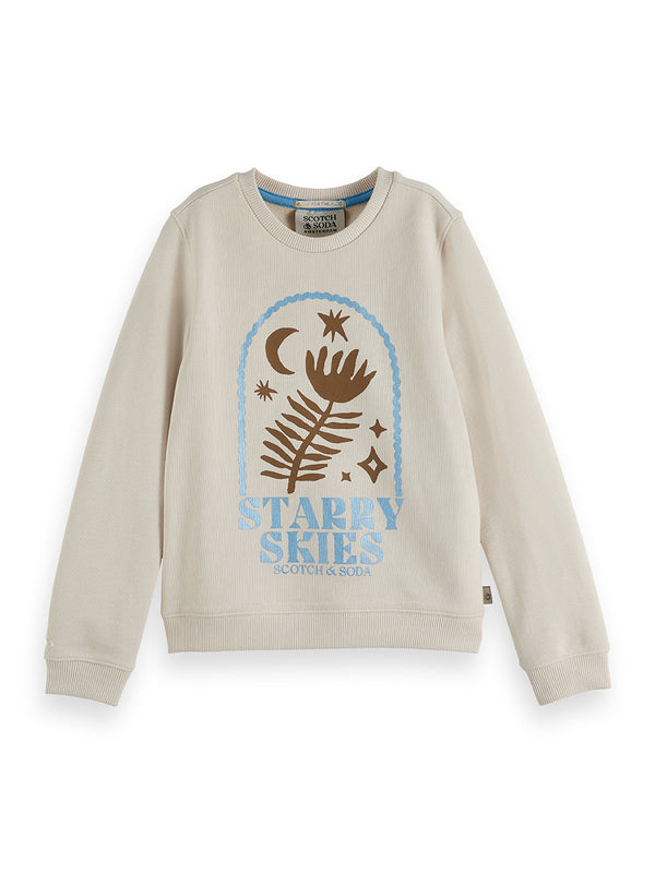 Meisjes FRONT ARTWORK REGULARFIT SWEATSHIRT van Scotch & Soda in de kleur EGGNOG in maat 176.