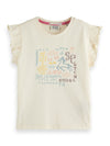 Meisjes FRONT ARTWORK RELAXEDFIT TSHIRT van Scotch & Soda in de kleur EGGNOG in maat 176.