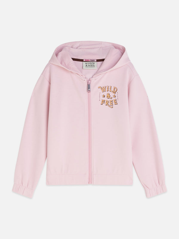 Meisjes VISCOSEBLEND RELAXEDFIT ZIPTHROUGH HOODIE van Scotch & Soda in de kleur LILAC SNOW in maat 176.