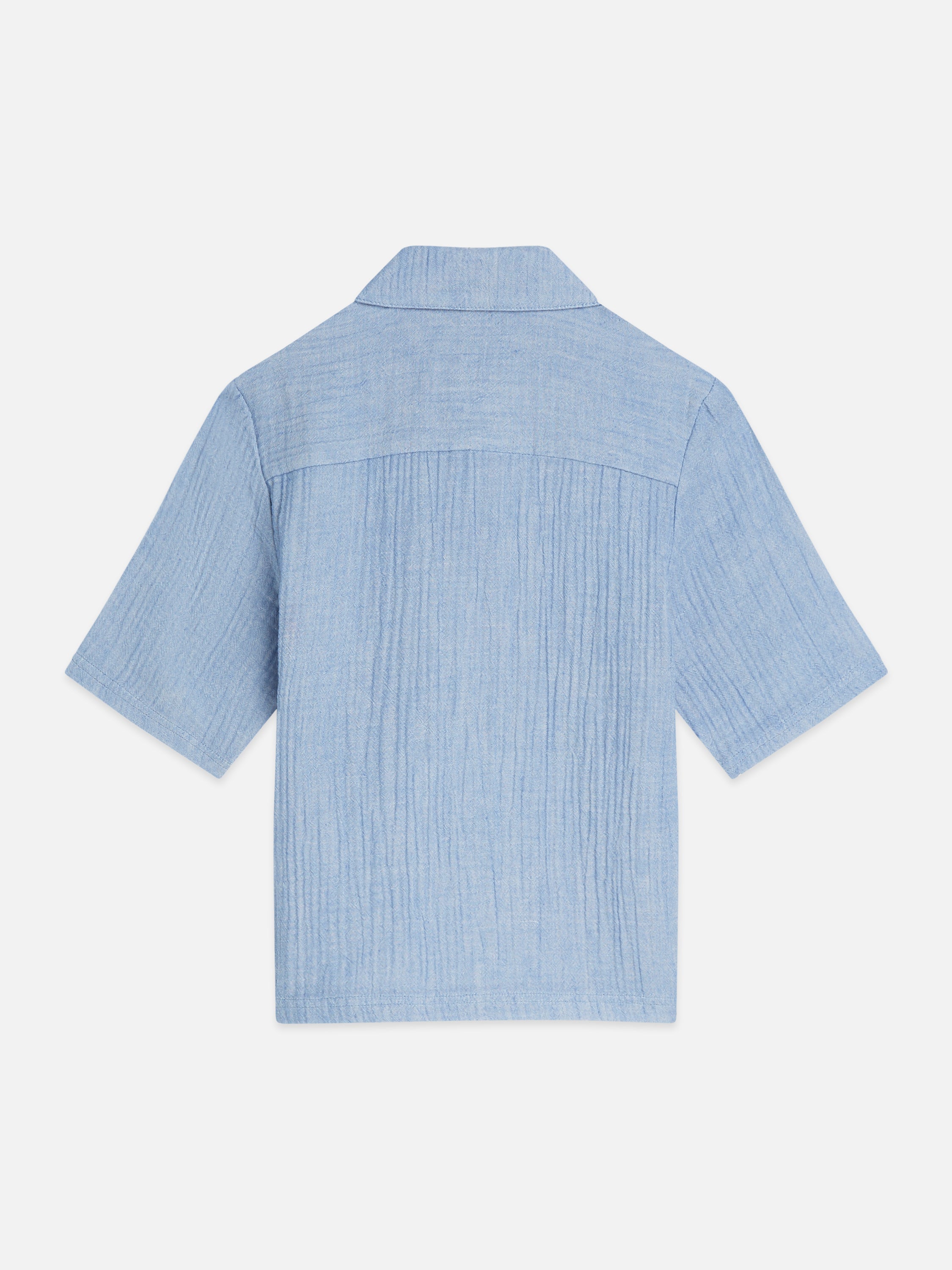 Jongens COTTON CHAMBRAY SHORTSLEEVE SHIRT van Scotch & Soda in de kleur CHAMBRAY BLUE in maat 176.