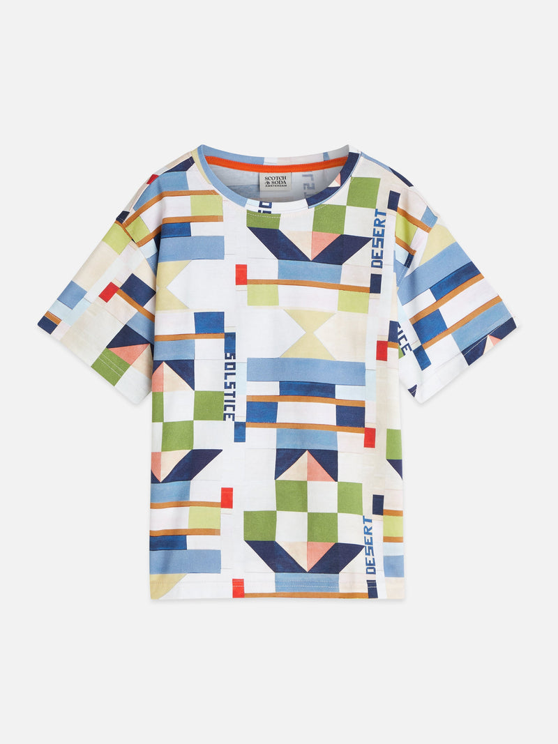 Jongens PRINTED RELAXEDFIT TSHIRT van Scotch & Soda in de kleur PATCHWORK INFINITY in maat 176.
