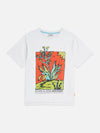 Jongens FRONT ARTWORK NEPS RELAXEDFIT TSHIRT van Scotch & Soda in de kleur BRIGHT WHITE in maat 176.