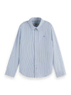 Jongens CORE YARNDYED STRIPED OXFORD SHIRT van Scotch & Soda in de kleur BLUE STRIPE in maat 176.