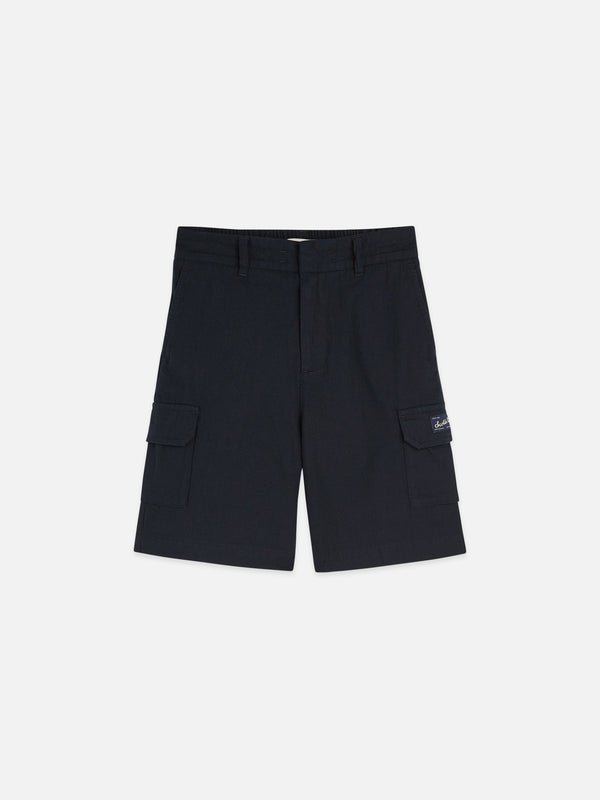 Jongens COTTONLINEN CARGO REGULARFIT SHORTS van Scotch & Soda in de kleur CARBON in maat 176.