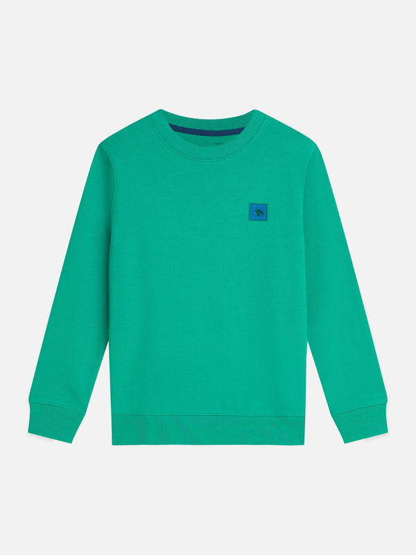Jongens Logo badge regularfit sweatshirt van Scotch & Soda in de kleur SPECTRA GREEN in maat 176.