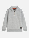Jongens Melange relaxedfit half zip sweatshirt van  in de kleur GREY MELANGE in maat 176.