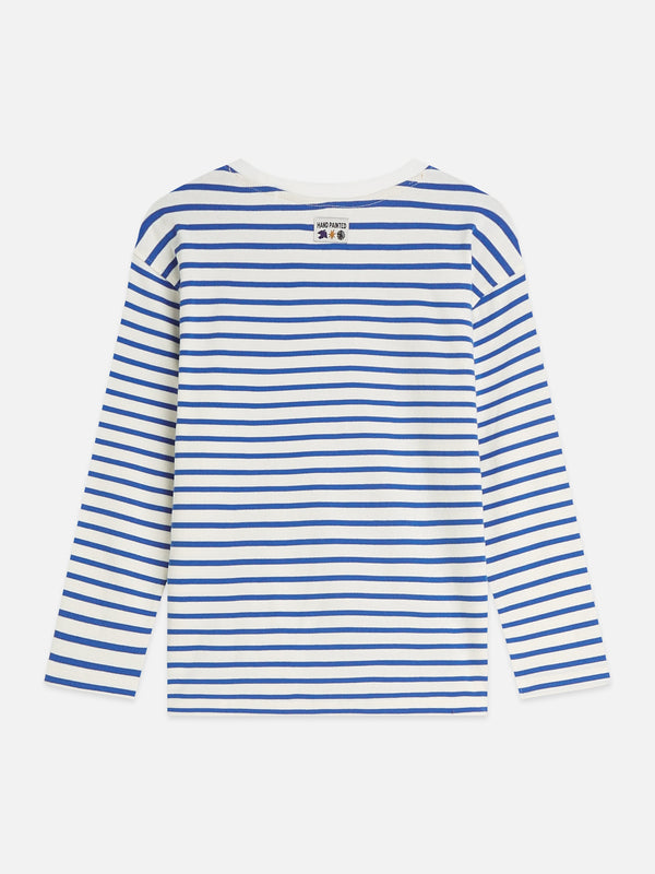 Scotch & Soda Yarndyed striped artwork relaxedfit longsleeved Tshirt