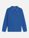 Jongens Long sleeve garment dyed polo van Scotch & Soda in de kleur STRONG BLUE in maat 176.
