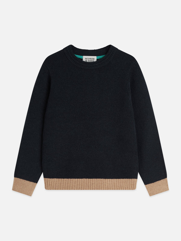 Jongens Soft knit regularfit pullover van Scotch & Soda in de kleur SKY CAPTAIN in maat 176.