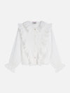 Meisjes Ruched gold button longsleeve shirt van Scotch & Soda in de kleur EGGNOG in maat 176.