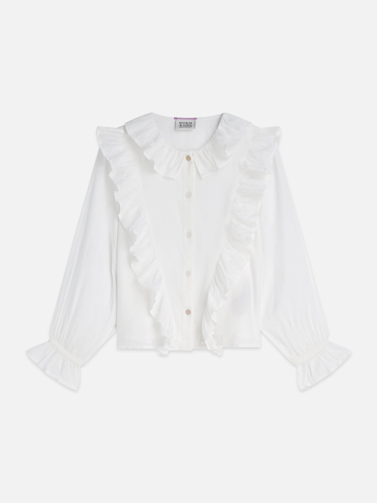 Scotch & Soda Ruched gold button longsleeve shirt