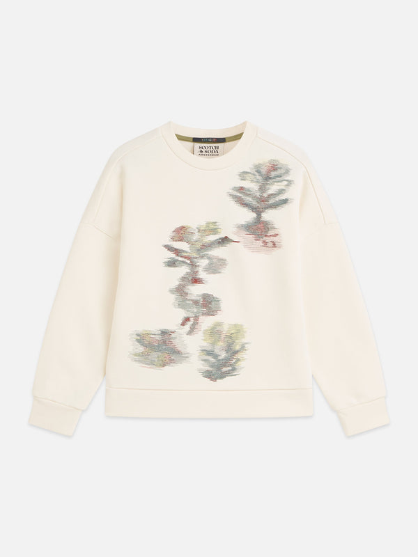 Meisjes Placed embroidery relaxedfit sweatshirt van Scotch & Soda in de kleur EGGNOG in maat 176.