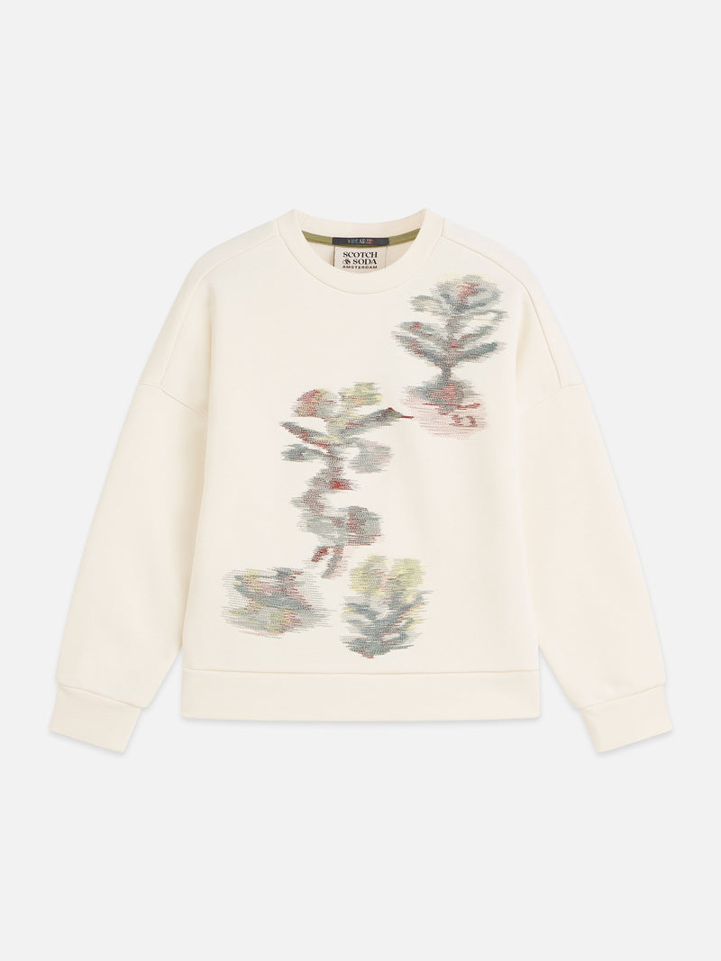 Meisjes Placed embroidery relaxedfit sweatshirt van Scotch & Soda in de kleur EGGNOG in maat 176.