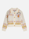 Meisjes Fairisle dropped shoulder cardigan van Scotch & Soda in de kleur EGGNOG / AFRICAN VIOLET MULTI COLOR in maat 176.