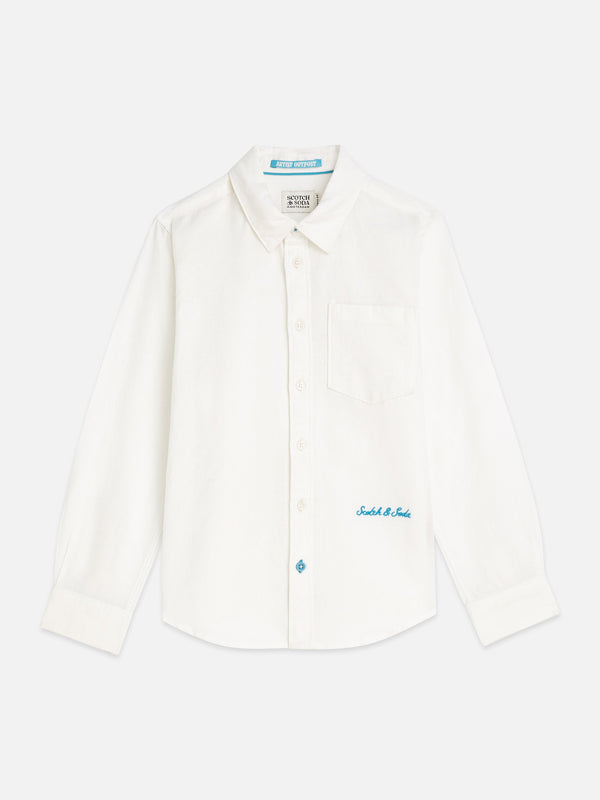 Jongens LINEN SHIRT van Scotch & Soda in de kleur BRIGHT WHITE in maat 176.