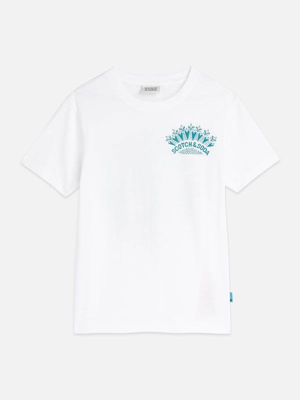 Jongens FRONT AND BACK REGULARFIT TSHIRT van Scotch & Soda in de kleur BRIGHT WHITE in maat 176.