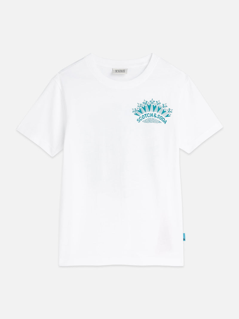 Jongens FRONT AND BACK REGULARFIT TSHIRT van Scotch & Soda in de kleur BRIGHT WHITE in maat 176.