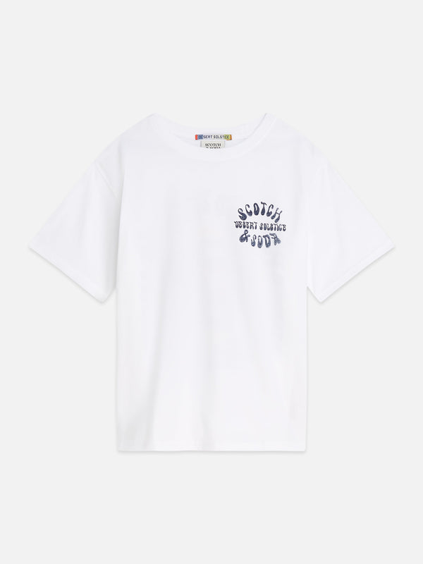 Jongens FRONT AND BACK ARTWORK RELAXED FIT TSHIRT van Scotch & Soda in de kleur BRIGHT WHITE in maat 176.