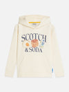 Jongens Front artwork relaxedfit hoodie van Scotch & Soda in de kleur EGGNOG in maat 176.