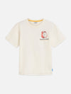 Jongens Relaxedfit tshirt with front and back artwork van Scotch & Soda in de kleur EGGNOG in maat 176.