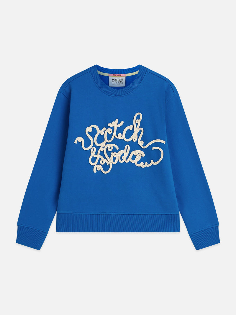 Meisjes Embroidery relaxedfit sweatshirt van Scotch & Soda in de kleur STRONG BLUE in maat 176.