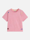 Meisjes Embroidered loosefit snowwashed Tshirt van Scotch & Soda in de kleur WILD ROSE in maat 176.