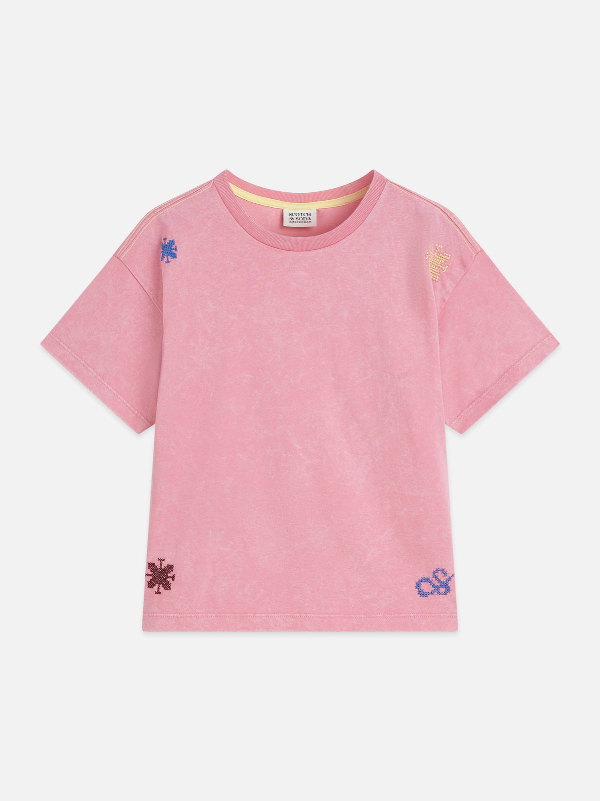 Scotch & Soda Embroidered loosefit snowwashed Tshirt