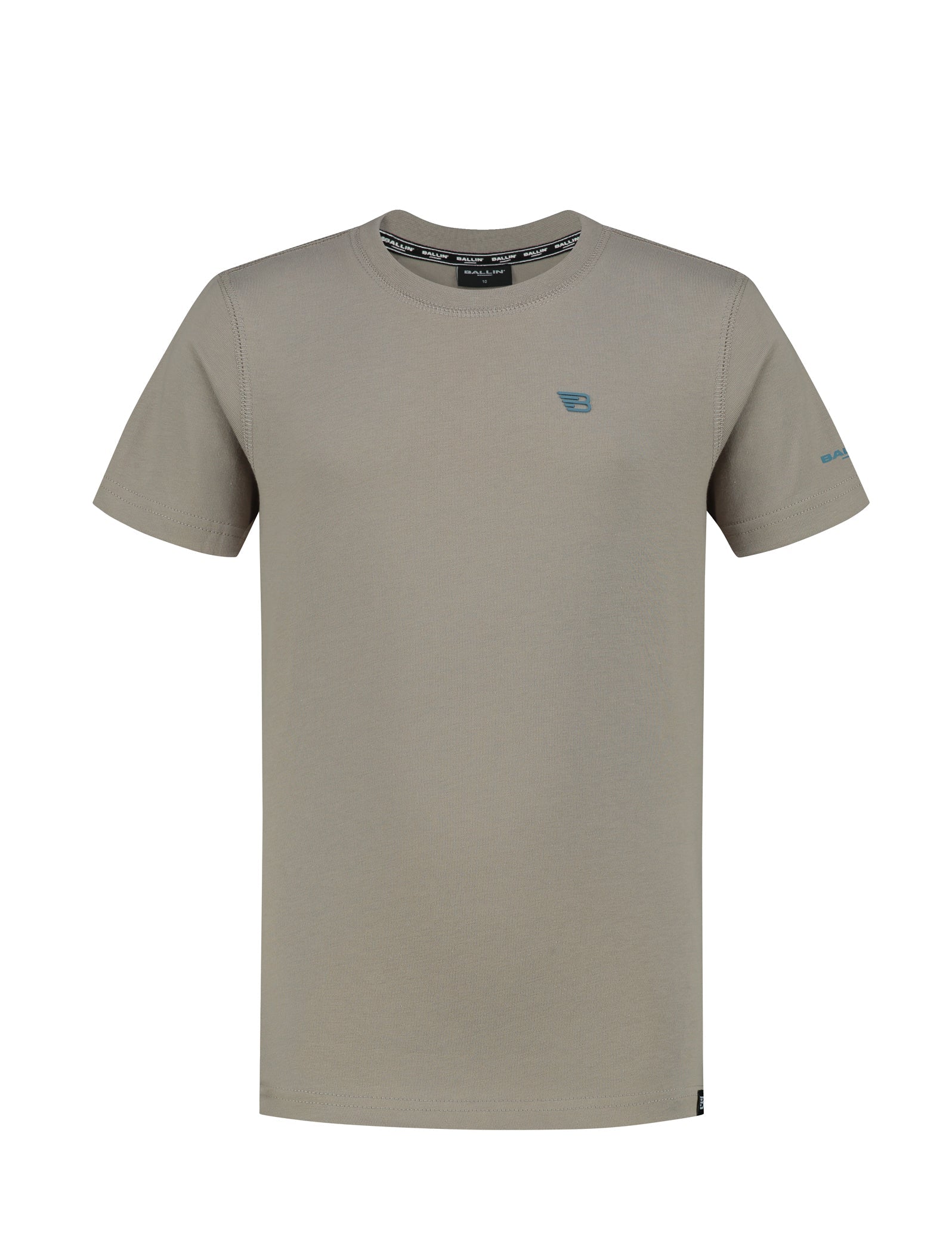 Unisexs T-shirt with chest print van Ballin Amsterdam in de kleur Taupe in maat 176.