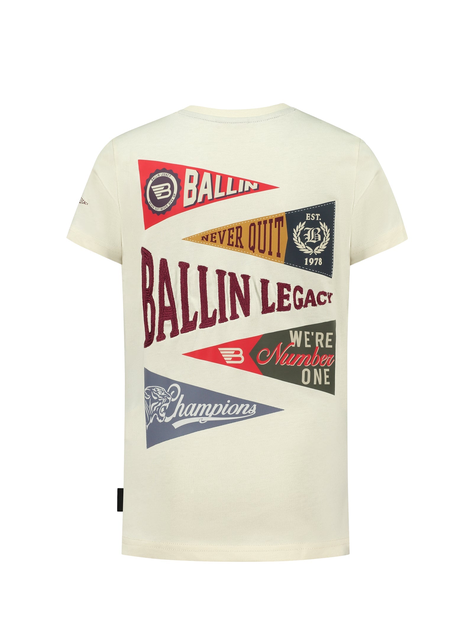 Unisexs T-shirt with front logo and back artwork van Ballin Amsterdam in de kleur Ecru in maat 176.