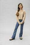 Meisjes Interlock Pattern Flare Pants van LOOXS 10sixteen in de kleur peacock blues in maat 176.