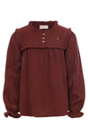 Meisjes Mousseline Blouse van LOOXS Little in de kleur Red Wine in maat 128.