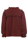 Meisjes Mousseline Blouse van LOOXS Little in de kleur Red Wine in maat 128.