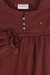 Meisjes Mousseline Blouse van LOOXS Little in de kleur Red Wine in maat 128.