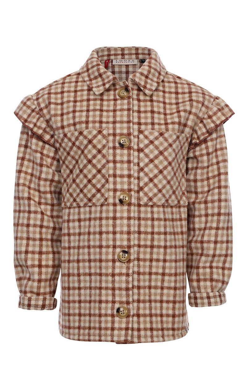 Meisjes Check Outdoor Blouse van LOOXS Little in de kleur Brown check in maat 128.
