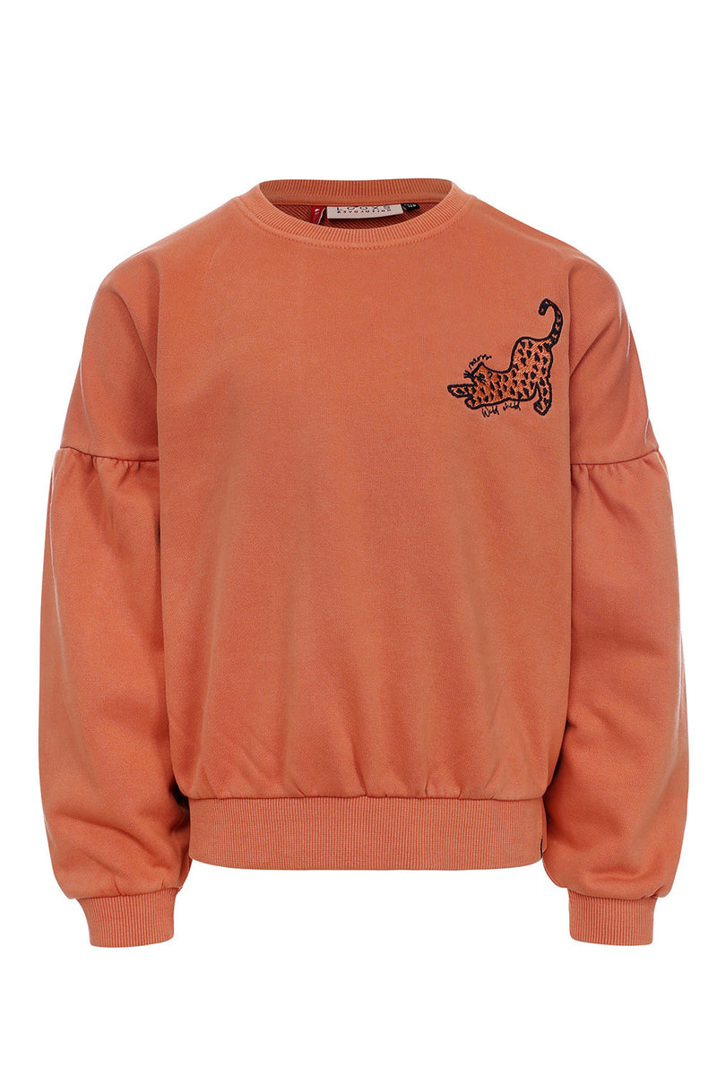 Meisjes Sweater van LOOXS Little in de kleur Warm Orange in maat 128.