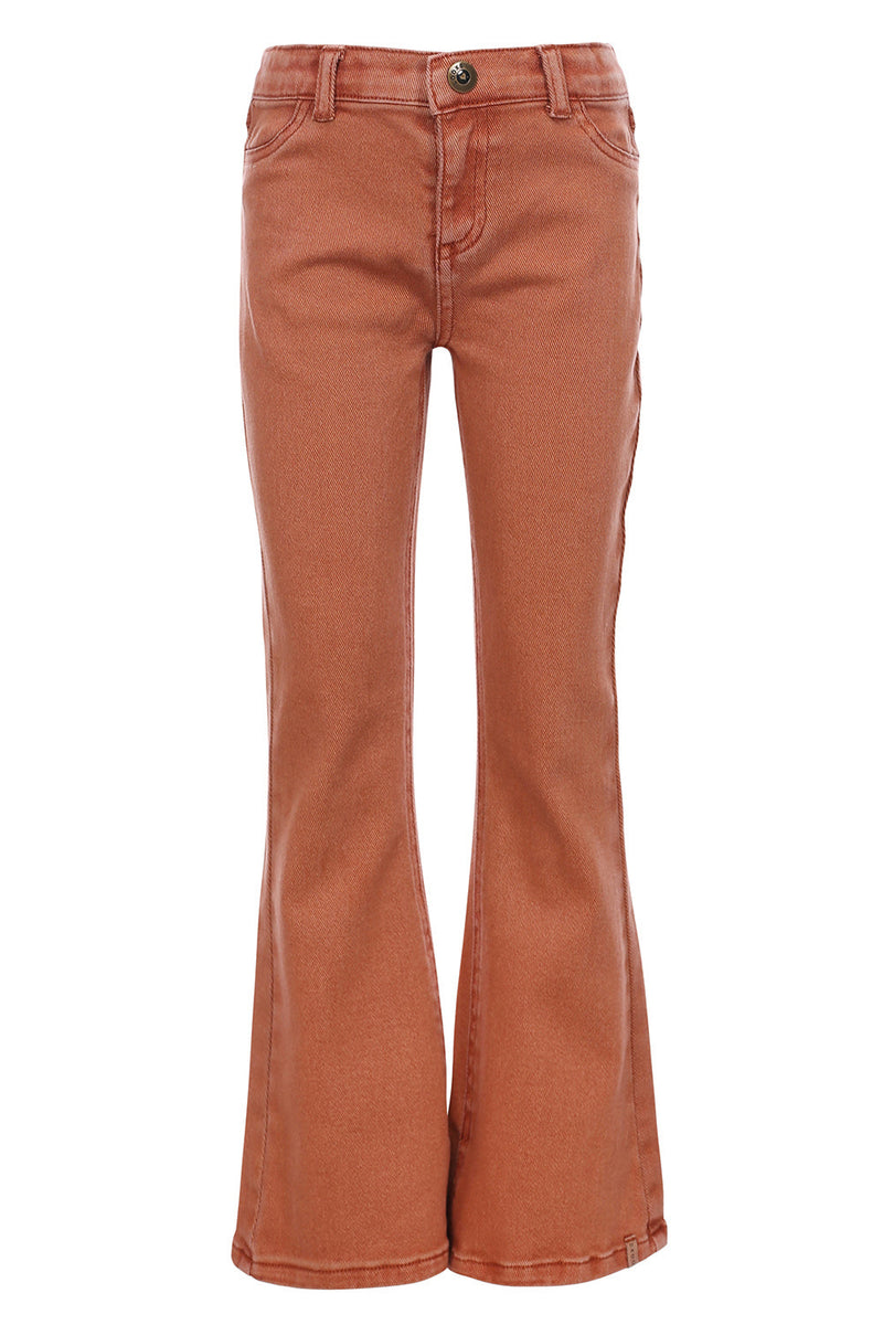 Meisjes Twill Denim Flare Pants van LOOXS Little in de kleur TERRA in maat 128.