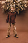 Meisjes Paisley Rib Flare Pants van LOOXS Little in de kleur Vintage paisley in maat 128.