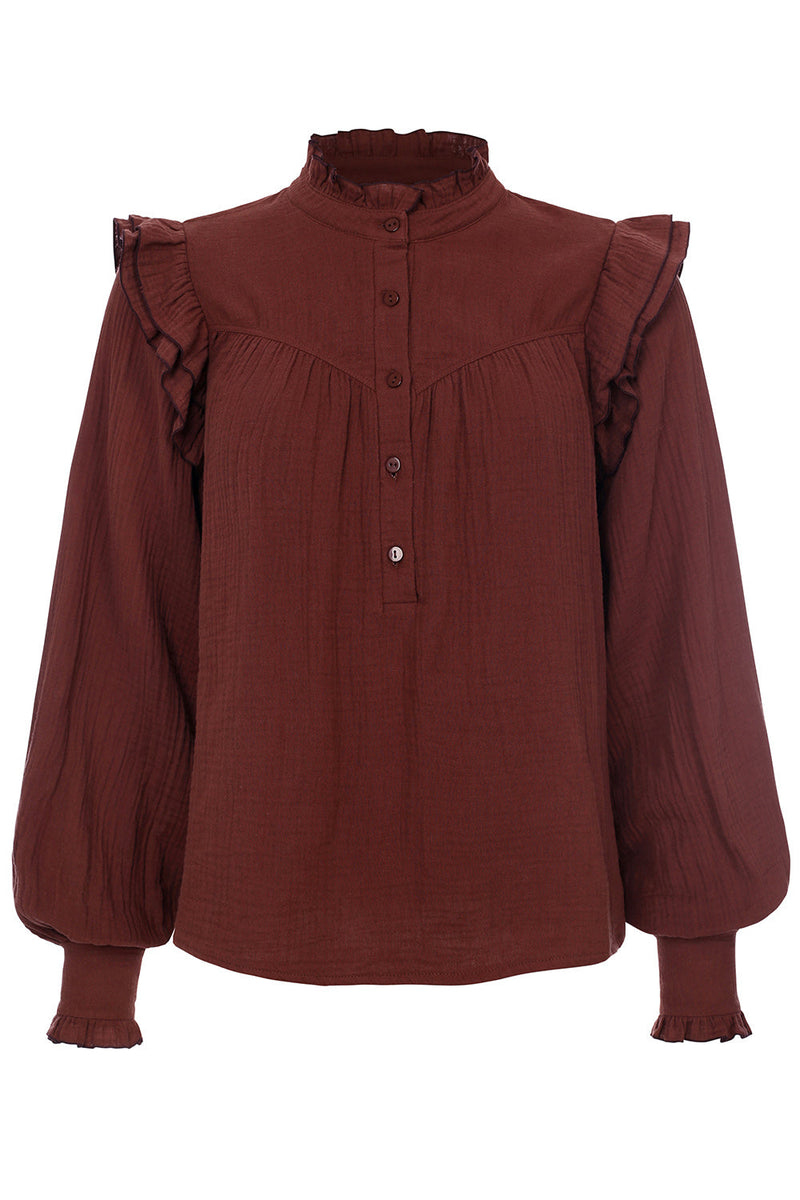 Meisjes Mousseline Blouse van LOOXS Little & Me in de kleur Red Wine in maat L.