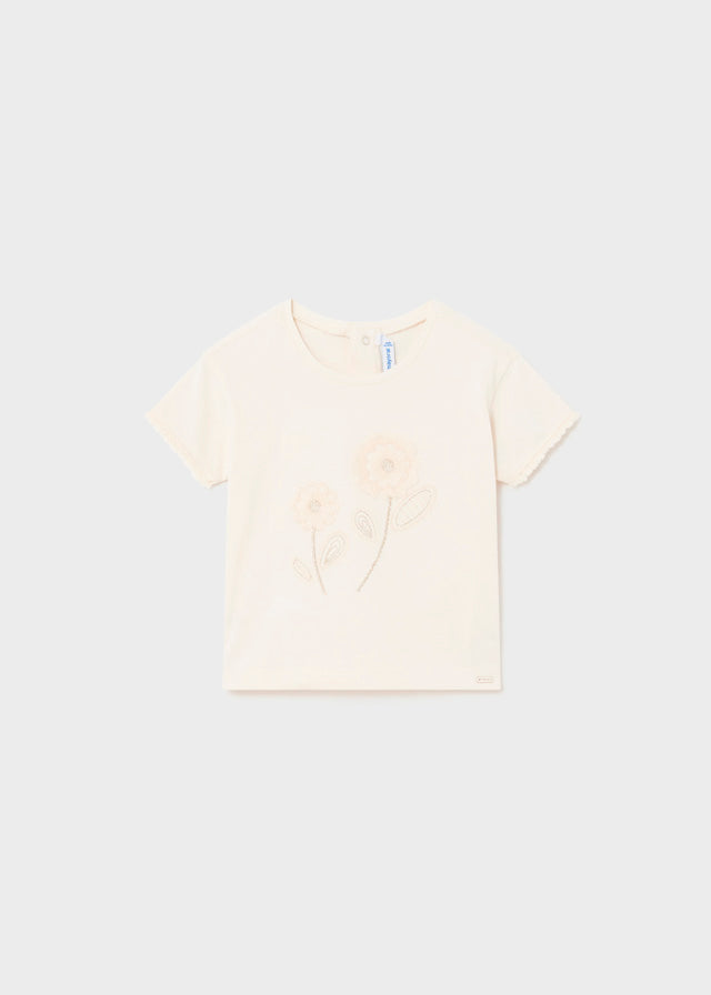 Mayoral S/s embroidered shirt Chickpea