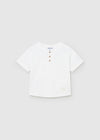 Mayoral S/s combined linen shirt White